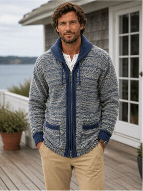 Denim Supply Ralph Lauren Men L Shawl Collar Sweater Preppy Jacket Full Zip Blue